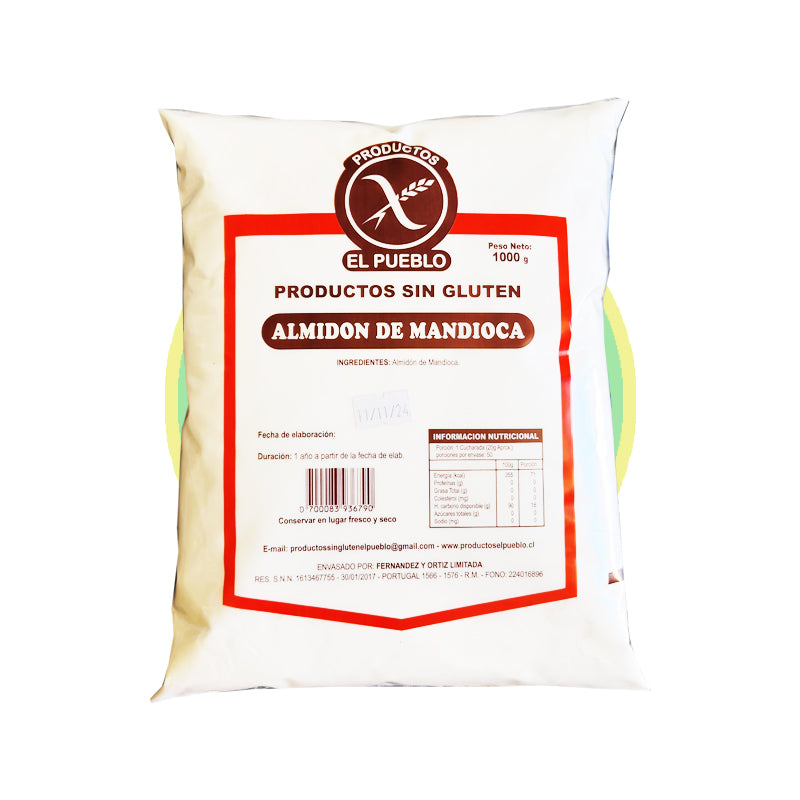Almidón de mandioca El Pueblo 1 kg, ideal para preparar harinas y recetas sin gluten, perfecto para repostería y espesar salsas