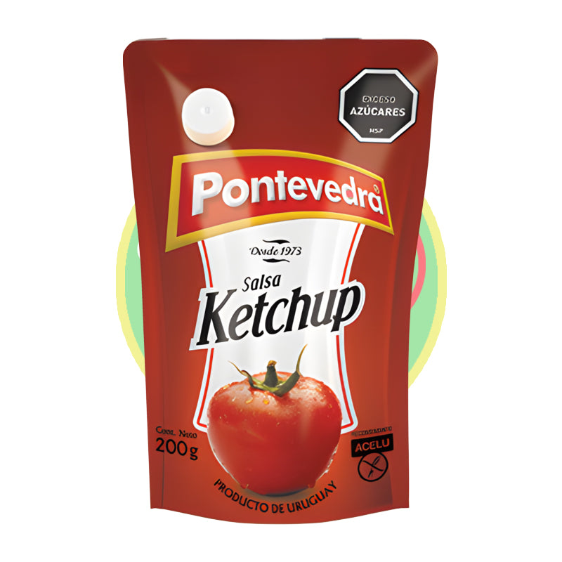 Ketchup Pontevedra 200 g, sabor delicioso y natural, libre de gluten, perfecto para acompañar tus comidas favoritas