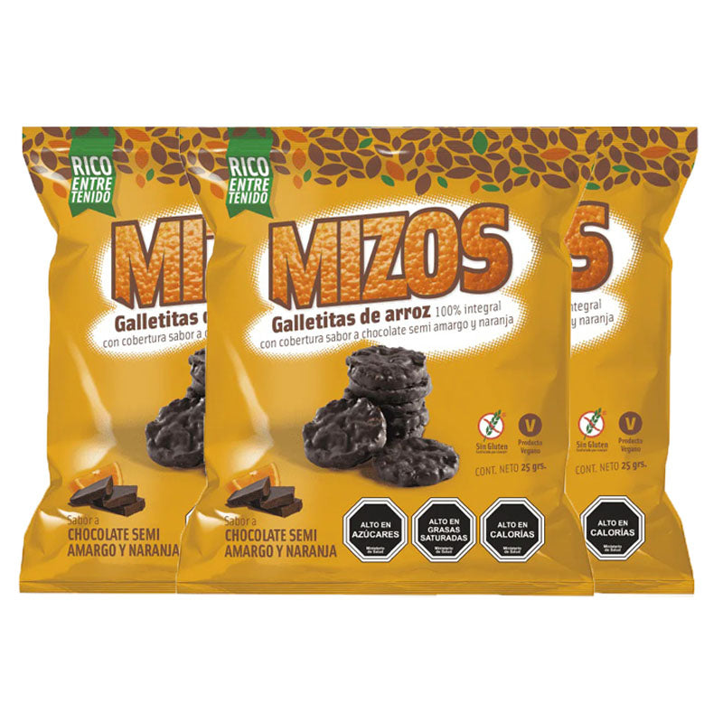 Pack 3 Mizos Chocolate Naranja 25g - Chile Sin Gluten