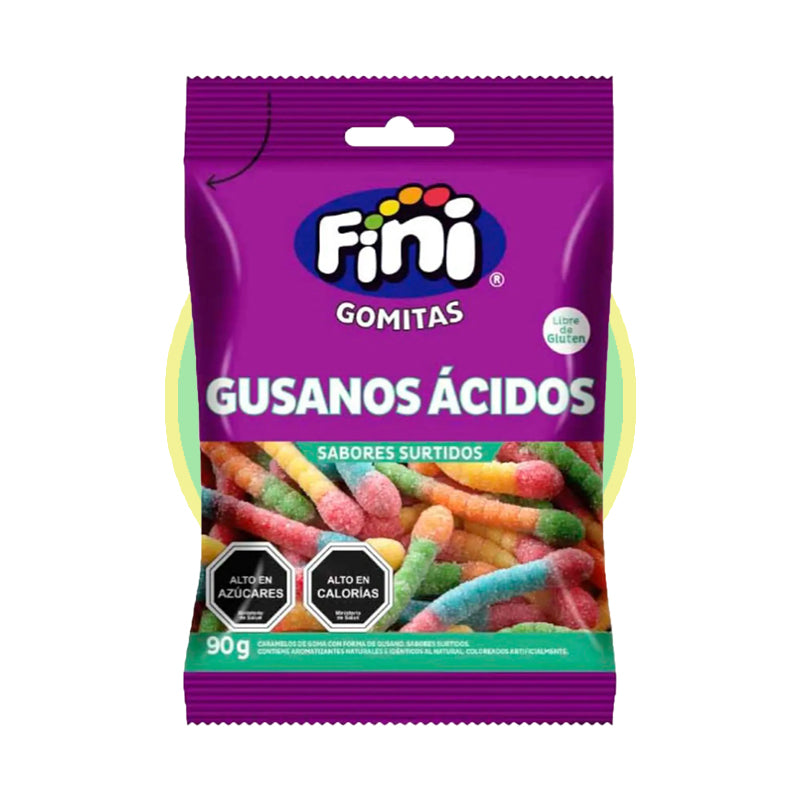 Gomitas gusanitos ácidos 90g Fini - Chile Sin Gluten