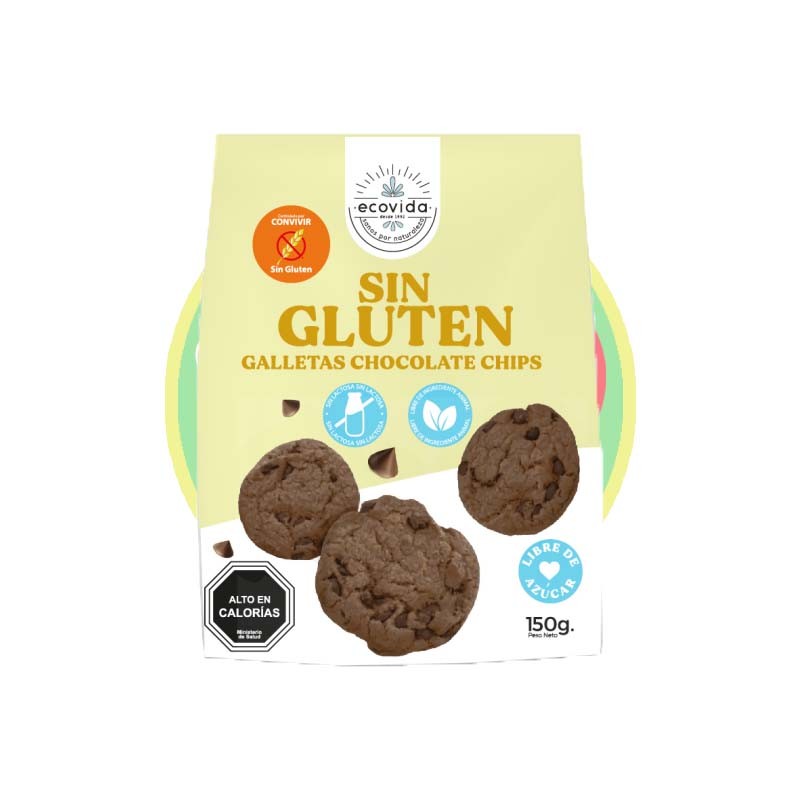 Galletas Chocolate Chips 150g sin azucar, vegano - Chile Sin Gluten