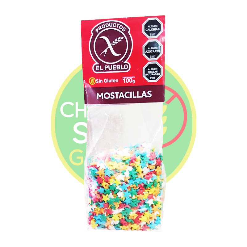 Mostacillas estrellas 100g sin huevo, sin lacteos, sin soya, vegano - Chile Sin Gluten