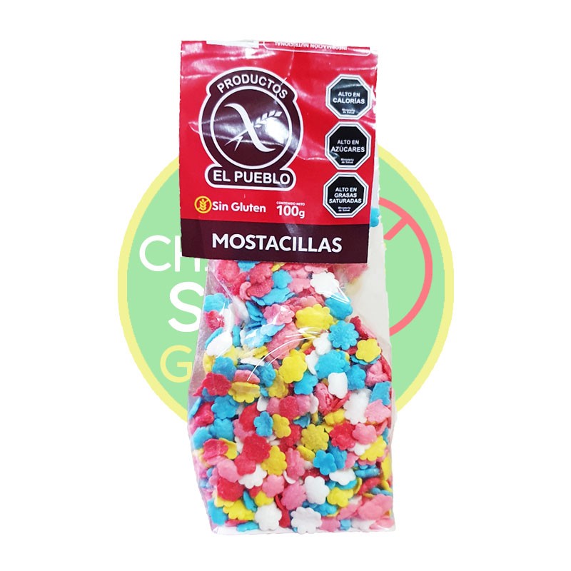 Mostacillas flores 100g sin huevo, sin lacteos, sin soya, vegano - Chile Sin Gluten