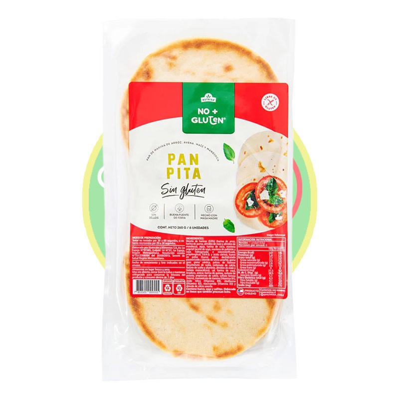 Pan Pita sin gluten 260g sin lacteos, sin leche/caseina - Chile Sin Gluten
