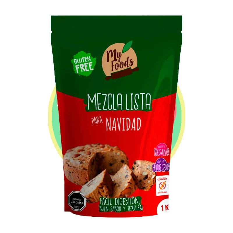 Mezcla lista para Navidad 1kg sin azucar, sin frutos secos, sin huevo, sin lacteos, sin leche/caseina, sin soya, vegano - Chile Sin Gluten