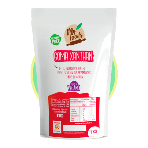 Goma Xanthan 100g  sin azucar, sin frutos secos, sin huevo, sin lacteos, sin leche/caseina, sin soya, vegano - Chile Sin Gluten