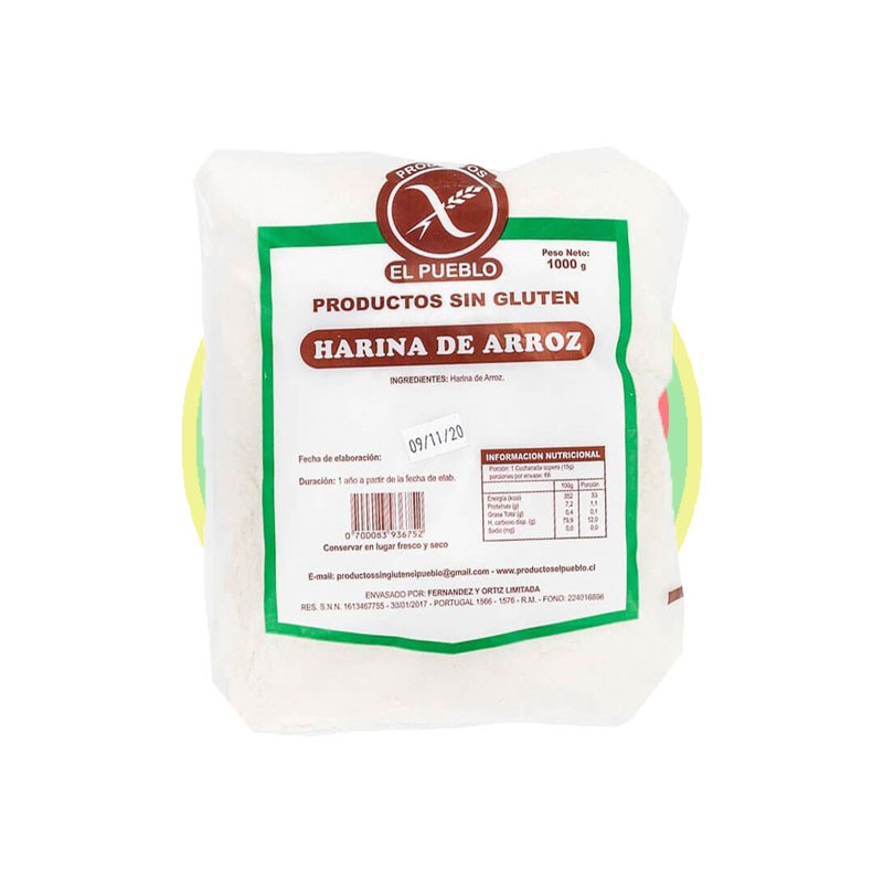 Harina de Arroz 1kg   - Chile Sin Gluten