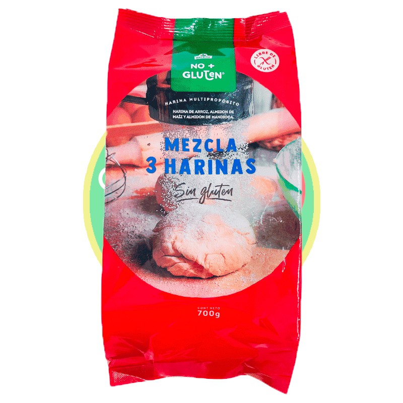 Mezcla de 3 Harinas (700 g)  sin huevo, sin lacteos, vegano - Chile Sin Gluten